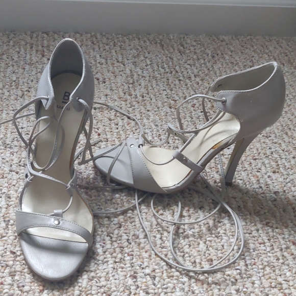 light grey strappy heels
